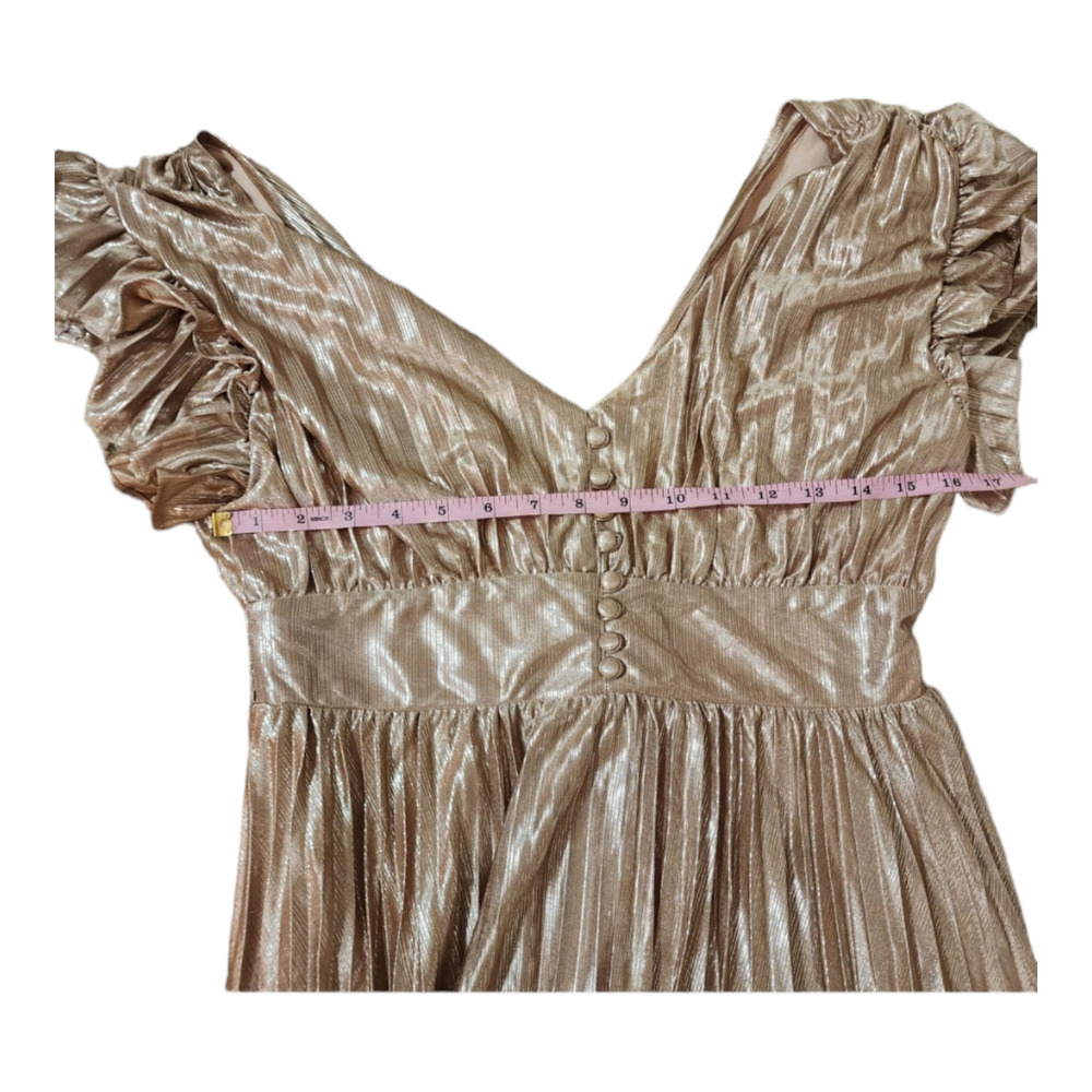 Beulah Neutrals Metallic Pleats Long Dress size large - Picture 10 of 12
